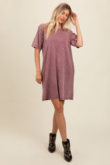 Mauve Rhinestone Mineral Washed Maternity T-Shirt Dress