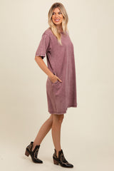 Mauve Rhinestone Mineral Washed T-Shirt Dress