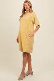 Yellow Rhinestone Mineral Washed Maternity T-Shirt Dress