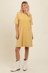 Yellow Rhinestone Mineral Washed Maternity T-Shirt Dress