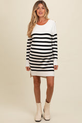 Ivory Striped Basic Maternity Sweater Dress