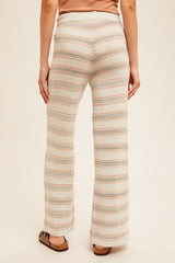 Almond Grey Stripe Wide Sweater Pants