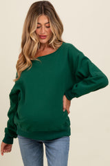 Forest Green One Shoulder Maternity Sweatshirt