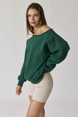 Forest Green One Shoulder Sweatshirt