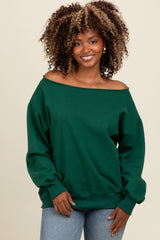 Forest Green One Shoulder Maternity Sweatshirt