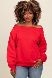 Red One Shoulder Sweatshirt