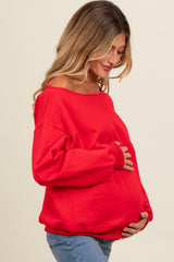 Red One Shoulder Maternity Sweatshirt