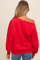 Red One Shoulder Maternity Sweatshirt