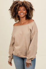 Taupe One Shoulder Sweatshirt