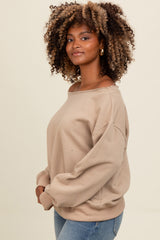 Taupe One Shoulder Sweatshirt