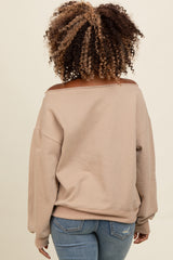 Taupe One Shoulder Sweatshirt