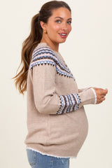 Cream Fair Isle Print Maternity Sweater