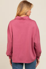 Mauve Snap Collar Oversized Pullover