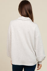 Heather Grey Snap Collar Oversized Maternity Pullover