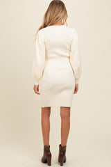 Ivory Bubble Sleeve Maternity Sweater Dress