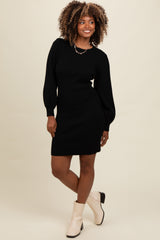 Black Bubble Sleeve Sweater Dress