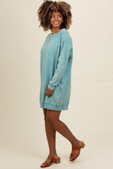 Teal Mineral Wash Maternity Sweatshirt Dress