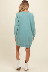 Teal Mineral Wash Maternity Sweatshirt Dress