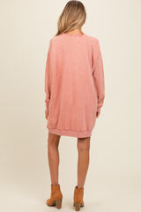 Salmon Mineral Wash Maternity Sweatshirt Dress