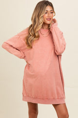 Salmon Mineral Wash Maternity Sweatshirt Dress