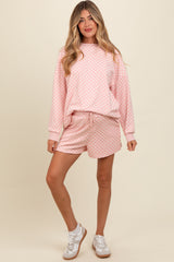 Mauve Checkered Plaid Pullover Shorts Maternity Set