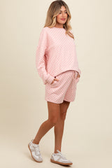 Mauve Checkered Plaid Pullover Shorts Maternity Set