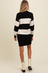 Black Wide Striped Maternity Sweater Dress