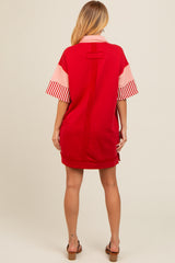 Rust Colorblock Stripe Polo Dress