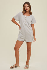 Grey Button-Up Knit Romper