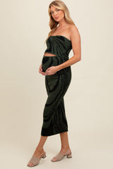 Olive Printed Strapless Cutout Fitted Maternity Maxi Dress