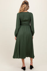 Forest Green Contrast Knit Bodice Maternity Maxi Dress