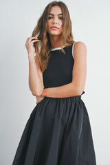 Black Contrasted Tank Sweater Dress