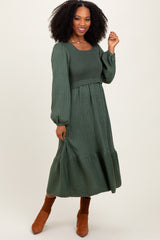 Forest Green Contrast Sweater Top Maxi Dress