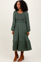 Forest Green Contrast Sweater Top Maternity Maxi Dress