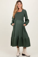 Forest Green Contrast Sweater Top Maternity Maxi Dress