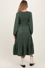 Forest Green Contrast Sweater Top Maternity Maxi Dress