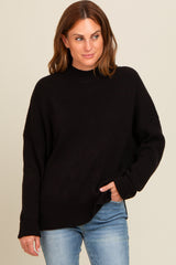 Black Mock Neck Basic Maternity Sweater