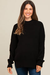 Black Mock Neck Basic Maternity Sweater