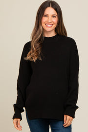 Black Mock Neck Basic Maternity Sweater