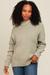 Light Olive Mock Neck Basic Maternity Sweater