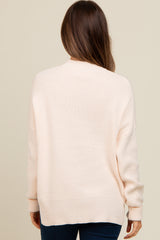 Cream Mock Neck Basic Maternity Sweater