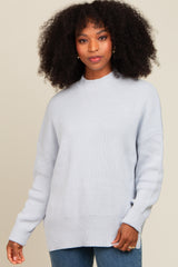 Light Blue Mock Neck Basic Sweater