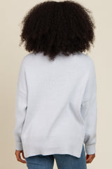 Light Blue Mock Neck Basic Sweater