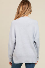 Light Blue Mock Neck Basic Maternity Sweater