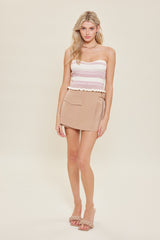 Pink Multi Ribbed Sweater Crop Tube Top In Pretty Pastel