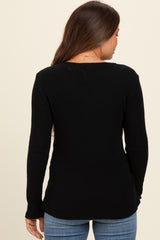 Black V-Neck Long Sleeve Maternity Top