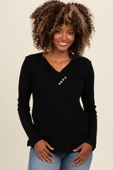 Black V-Neck Long Sleeve Maternity Top