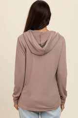 Mocha Hooded Long Sleeve Top