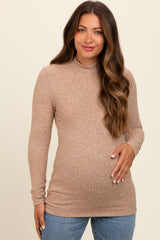 Mocha Basic Long Sleeve Maternity Top