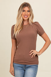 Mocha Puff Sleeve Top